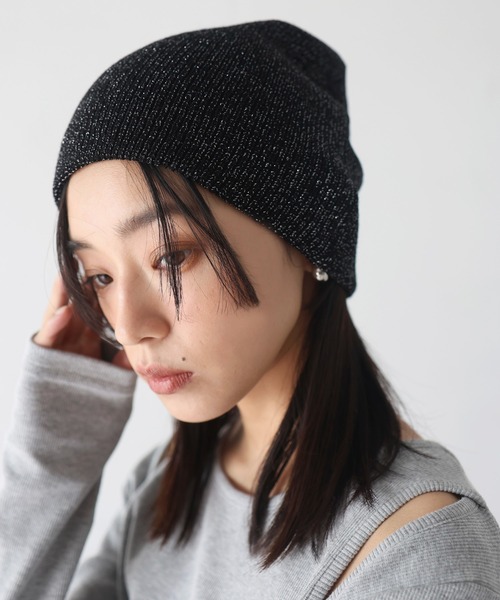 hellam（へラム）の「ラメニットビーニー（ニットキャップ/ビーニー・レディース・ブラック/グレー・FREE）」の12枚目の写真