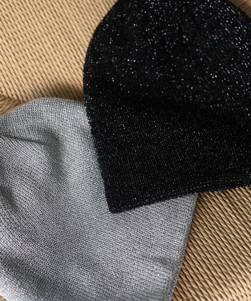 hellam（へラム）の「ラメニットビーニー（ニットキャップ/ビーニー・レディース・ブラック/グレー・FREE）」の5枚目の写真