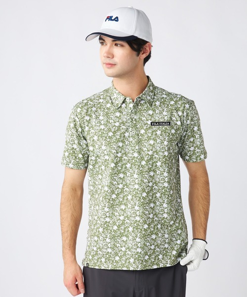 セール】ワッフルメッシュ 小花柄 半袖シャツ（ポロシャツ）｜FILA