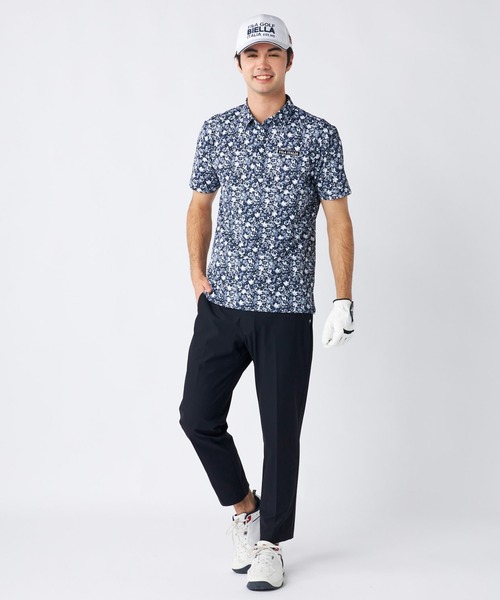 FILA GOLF(フィラゴルフ )の「ワッフルメッシュ 小花柄 半袖シャツ(ポロシャツ・メンズ・カーキ/ネイビー/ブラック・MEDIUM/LARGE/X-LARGE)」の4枚目の写真