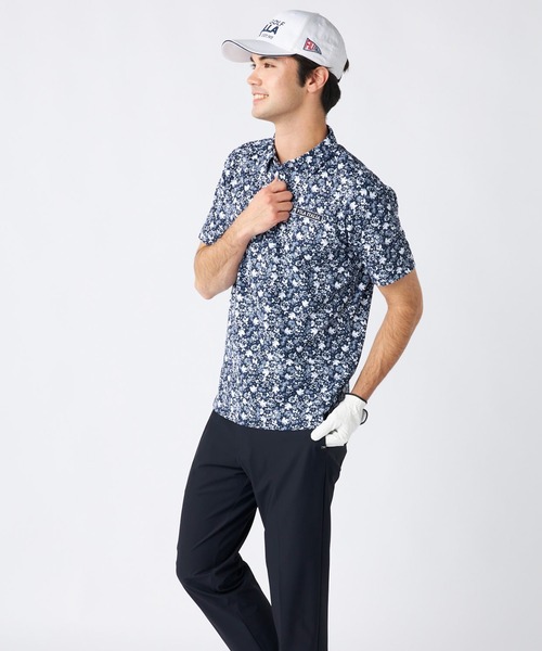 FILA GOLF(フィラゴルフ )の「ワッフルメッシュ 小花柄 半袖シャツ(ポロシャツ・メンズ・カーキ/ネイビー/ブラック・MEDIUM/LARGE/X-LARGE)」の7枚目の写真