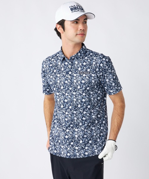 FILA GOLF(フィラゴルフ )の「ワッフルメッシュ 小花柄 半袖シャツ(ポロシャツ・メンズ・カーキ/ネイビー/ブラック・MEDIUM/LARGE/X-LARGE)」の8枚目の写真