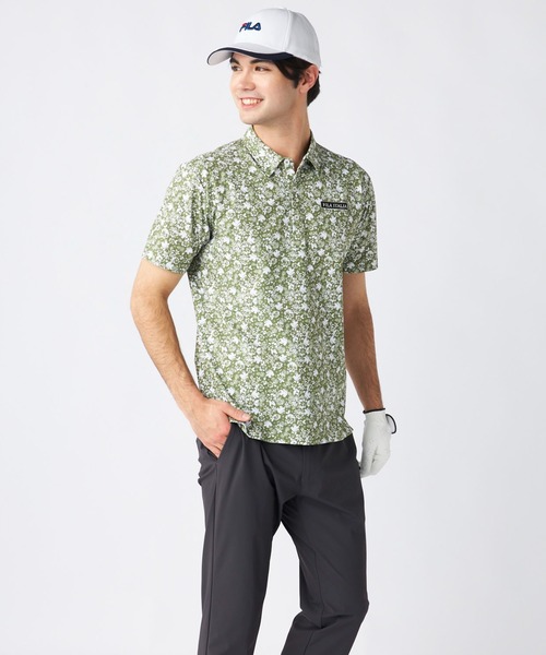 セール】ワッフルメッシュ 小花柄 半袖シャツ（ポロシャツ）｜FILA