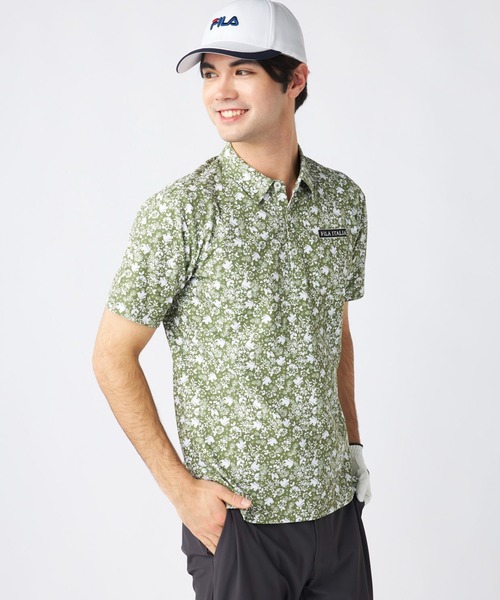 FILA GOLF(フィラゴルフ )の「ワッフルメッシュ 小花柄 半袖シャツ(ポロシャツ・メンズ・カーキ/ネイビー/ブラック・MEDIUM/LARGE/X-LARGE)」の18枚目の写真