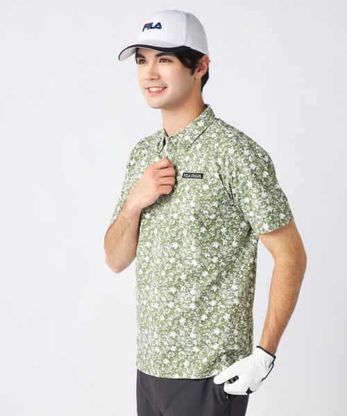 セール】ワッフルメッシュ 小花柄 半袖シャツ（ポロシャツ）｜FILA