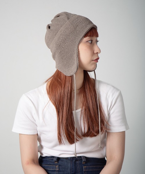 Ear-Muff Summer Knit Cap / 耳たぶ付きサマーニットキャップ（ニット