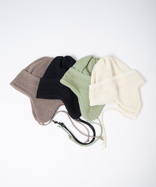 Ear-Muff Summer Knit Cap / 耳たぶ付きサマーニットキャップ（ニット