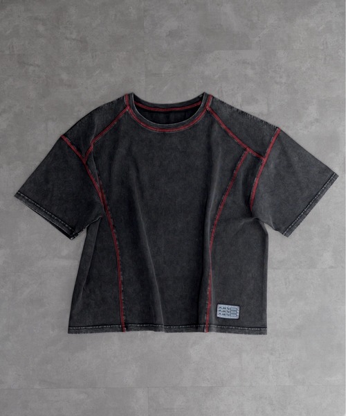 tシャツ LS COLOR STITCH EMB WAFFLE T-SHIRT/カラーステッチ刺繍ワッフルTシャツ レディース Vintage Like Chemical Wash Color Stitch Tee - ヴィンテージ
