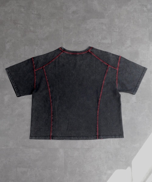 tシャツ LS COLOR STITCH EMB WAFFLE T-SHIRT/カラーステッチ刺繍ワッフルTシャツ レディース Vintage Like Chemical Wash Color Stitch Tee - ヴィンテージ