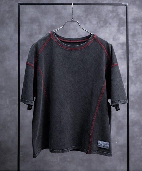 tシャツ LS COLOR STITCH EMB WAFFLE T-SHIRT/カラーステッチ刺繍ワッフルTシャツ レディース Vintage Like Chemical Wash Color Stitch Tee - ヴィンテージ