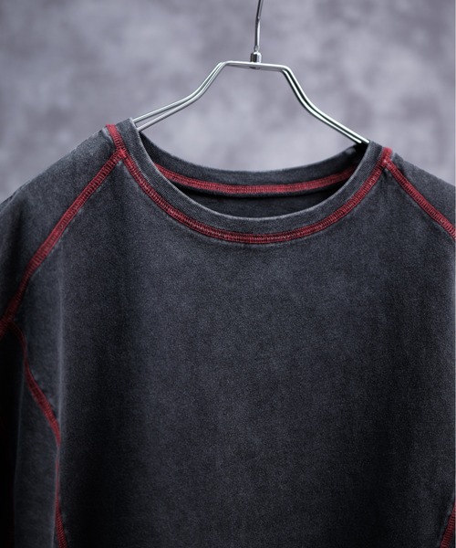 tシャツ LS COLOR STITCH EMB WAFFLE T-SHIRT/カラーステッチ刺繍ワッフルTシャツ レディース Vintage Like Chemical Wash Color Stitch Tee - ヴィンテージ