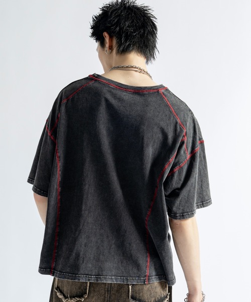 セール】Vintage Like Chemical Wash Color Stitch Tee - ヴィンテージ