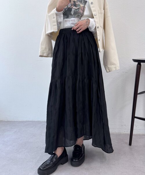 mystic（ミスティック）の「ヘムティアードスカート（スカート・レディース・ベージュ/ブラック/オフホワイト・FREE）」の3枚目の写真