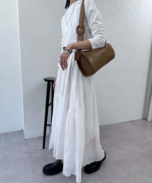 mystic（ミスティック）の「ヘムティアードスカート（スカート・レディース・ベージュ/ブラック/オフホワイト・FREE）」の4枚目の写真