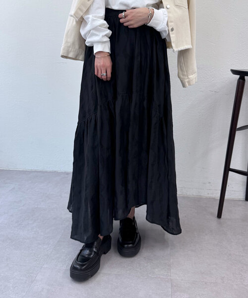 mystic（ミスティック）の「ヘムティアードスカート（スカート・レディース・ベージュ/ブラック/オフホワイト・FREE）」の5枚目の写真