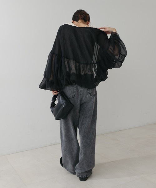 Bou Jeloud(ブージュルード)の「アシメラップデニムパンツ(デニムパンツ・レディース・ブラック/ブルー・38)」の13枚目の写真