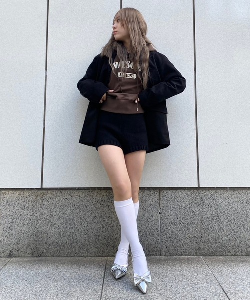 Narcissus（ナルシス）の「クロップドロゴパーカー（パーカー・レディース・ネイビー/ブラウン・FREE）」の19枚目の写真