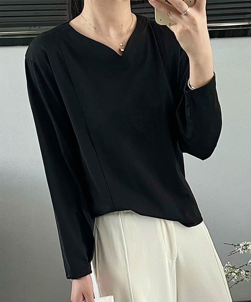 DECADE CLASSIC(ディケイド クラシック)の「【DECADE CLASSIC】Vネックロングスリーブカットソー(Tシャツ/カットソー・レディース・ブラック/ホワイト/ダークグレー/ピンク・MEDIUM/LARGE)」の20枚目の写真