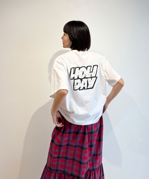 HOLIDAY（ホリデイ）の「SUPER FINE S/S T-SHIRT (TWO STEPS) スーパーファインショートスリーブTシャツ (トゥーステップス)（Tシャツ/カットソー・レディース・ブラック/ホワイト・XXS/XL）」の7枚目の写真