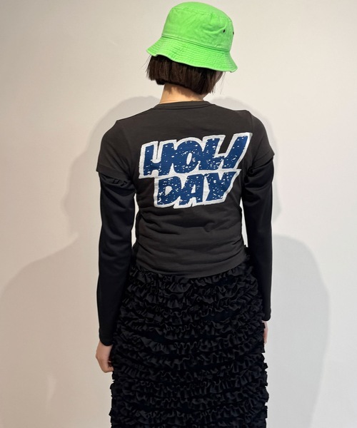 HOLIDAY（ホリデイ）の「SUPER FINE S/S T-SHIRT (TWO STEPS) スーパーファインショートスリーブTシャツ (トゥーステップス)（Tシャツ/カットソー・レディース・ブラック/ホワイト・XXS/XL）」の11枚目の写真