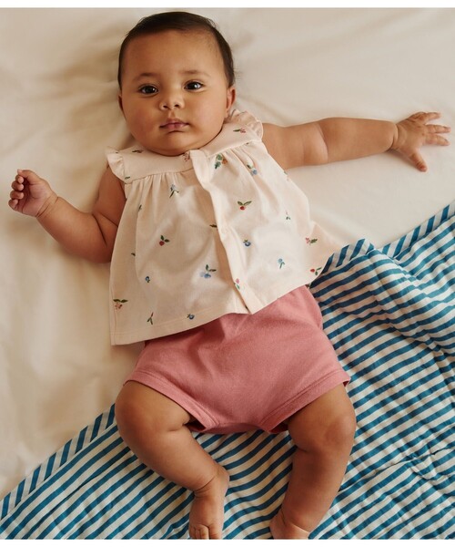 PETIT BATEAU（プチバトー）の「ベビー２点セット（シャツ/ブラウス・キッズ・ホワイト系その他/ピンク系その他・12MONTH/18MONTH/6MONTH）」の2枚目の写真