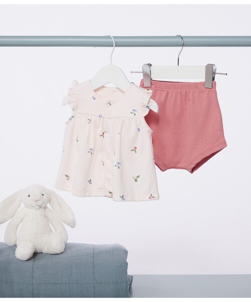 PETIT BATEAU（プチバトー）の「ベビー２点セット（シャツ/ブラウス・キッズ・ホワイト系その他/ピンク系その他・12MONTH/18MONTH/6MONTH）」の3枚目の写真