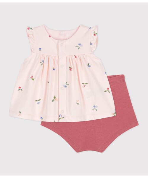PETIT BATEAU（プチバトー）の「ベビー２点セット（シャツ/ブラウス・キッズ・ホワイト系その他/ピンク系その他・12MONTH/18MONTH/6MONTH）」の4枚目の写真