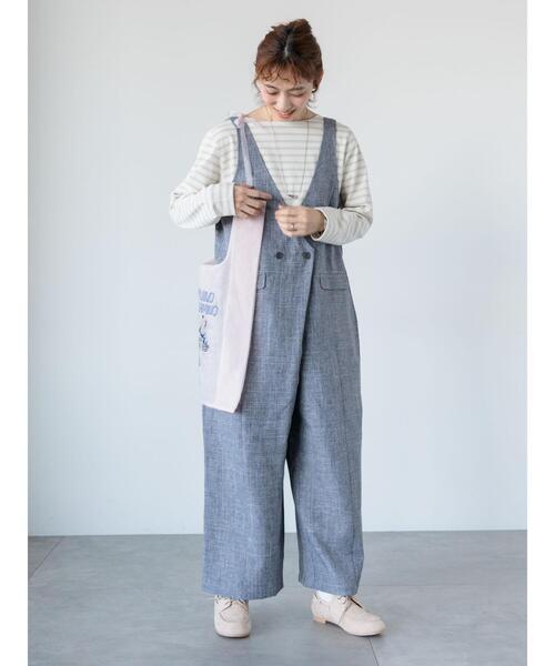 Lugnoncure（ルノンキュール）の「麻調オールインワン《2025spring catalog item》（サロペット/オーバーオール・レディース・ネイビー/ベージュ/ブルー・F）」の8枚目の写真