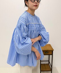 【GEVACO/ゲバコ】ピンタックボリュームスリーブブラウス