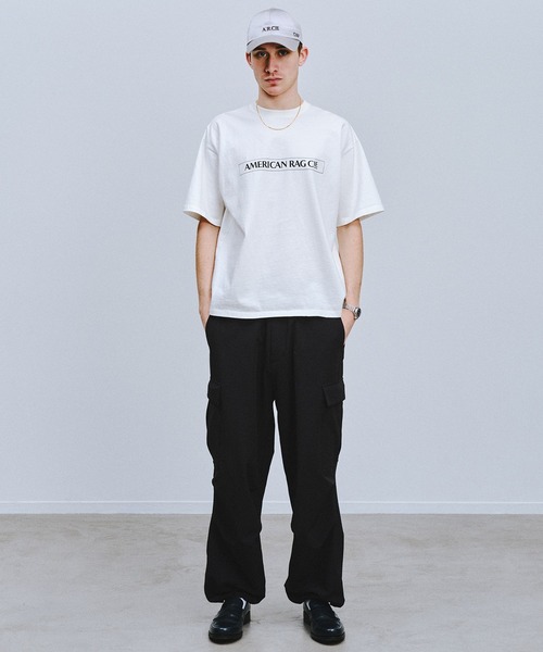 AMERICAN RAG CIE（アメリカンラグシー）の「【AMERICAN RAG CIE】ラインロゴTシャツ（ユニセックス）（Tシャツ/カットソー・レディース・ホワイト/ブラック・LARGE/MEDIUM）」の4枚目の写真