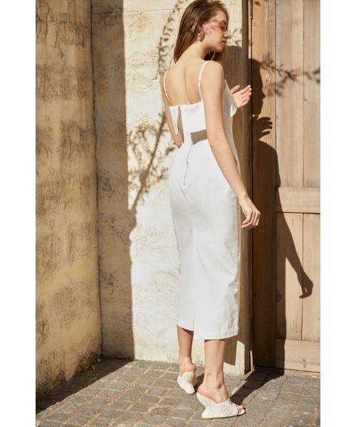 Estella.K(エステラケー)の「Nicole Denim Midi Dress ペンシルべアドレス(ワンピース・レディース・ホワイト/インディゴブルー・FREE)」の6枚目の写真