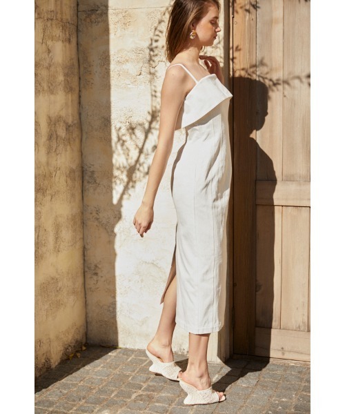 【Estella.k】Nicole Denimペンシルべアドレス セール】Nicole Denim Midi Dress ペンシルべアドレス（ワンピース