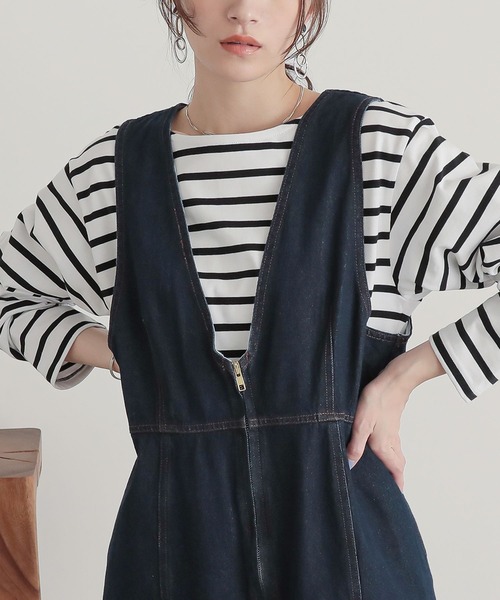 n'OrLABEL（ノアールレーベル）の「『フロントジップデニムジャンスカ』（ジャンパースカート・レディース・ブルー/ネイビー・2/1）」の12枚目の写真