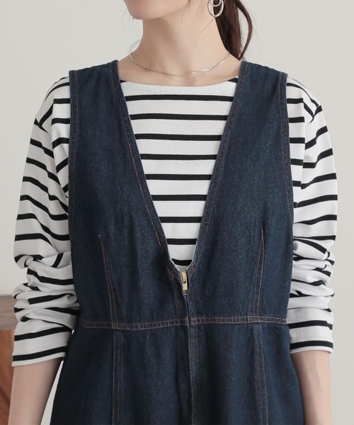 n'OrLABEL（ノアールレーベル）の「『フロントジップデニムジャンスカ』（ジャンパースカート・レディース・ブルー/ネイビー・2/1）」の13枚目の写真