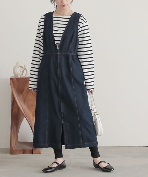 n'OrLABEL（ノアールレーベル）の「『フロントジップデニムジャンスカ』（ジャンパースカート・レディース・ブルー/ネイビー・2/1）」の21枚目の写真