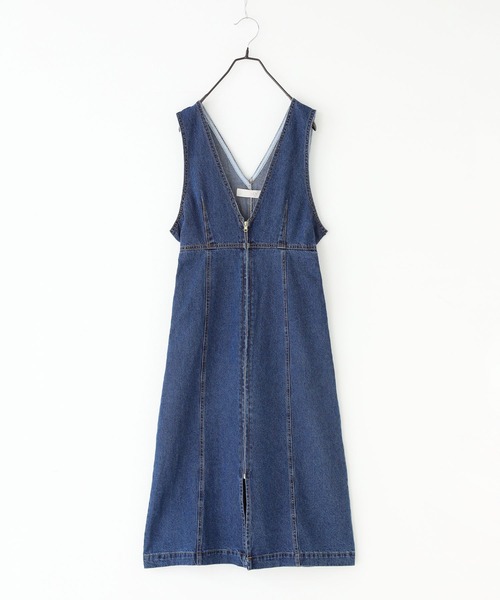 n'OrLABEL（ノアールレーベル）の「『フロントジップデニムジャンスカ』（ジャンパースカート・レディース・ブルー/ネイビー・2/1）」の4枚目の写真