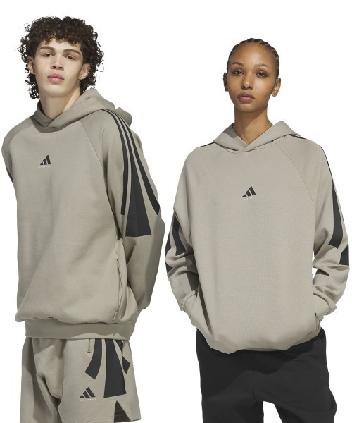 adidas（アディダス）の「adidas BASKETBALL SPACER HOODY（アディダス バスケットボール スペーサーパーカー（ジェンダーニュートラル））（パーカー・メンズ・ベージュ系/レッド系・MEDIUM/LARGE/X-LARGE）」の2枚目の写真
