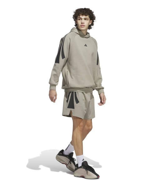 adidas（アディダス）の「adidas BASKETBALL SPACER HOODY（アディダス バスケットボール スペーサーパーカー（ジェンダーニュートラル））（パーカー・メンズ・ベージュ系/レッド系・MEDIUM/LARGE/X-LARGE）」の6枚目の写真