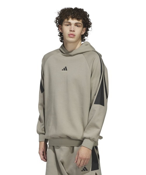 adidas（アディダス）の「adidas BASKETBALL SPACER HOODY（アディダス バスケットボール スペーサーパーカー（ジェンダーニュートラル））（パーカー・メンズ・ベージュ系/レッド系・MEDIUM/LARGE/X-LARGE）」の5枚目の写真