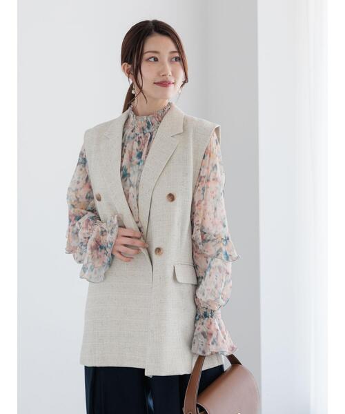 Te chichi（テチチ）の「ファブリックアソートテーラードジレ《2025spring catalog item》（ベスト・レディース・ブラック/ベージュ/ネイビー・F）」の10枚目の写真