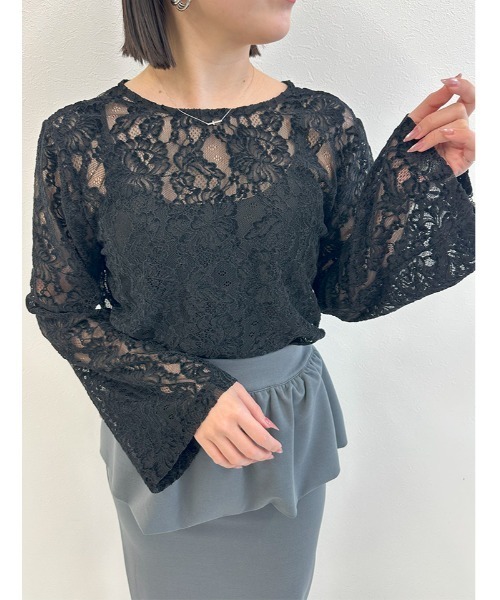 fifth（フィフス）の「フロッキーレースブラウス（シャツ/ブラウス・レディース・ブラック/ホワイト・M）」の5枚目の写真