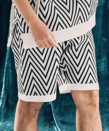 mp13342-Airy yarn wide herringbone shorts ニットショートパンツ