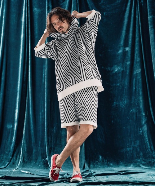 ANGENEHM（アンゲネーム）の「mp13342-Airy yarn wide herringbone shorts ニットショートパンツ（その他パンツ・メンズ・ホワイト/ブラック/ベージュ/チャコール・S/M/L）」の7枚目の写真
