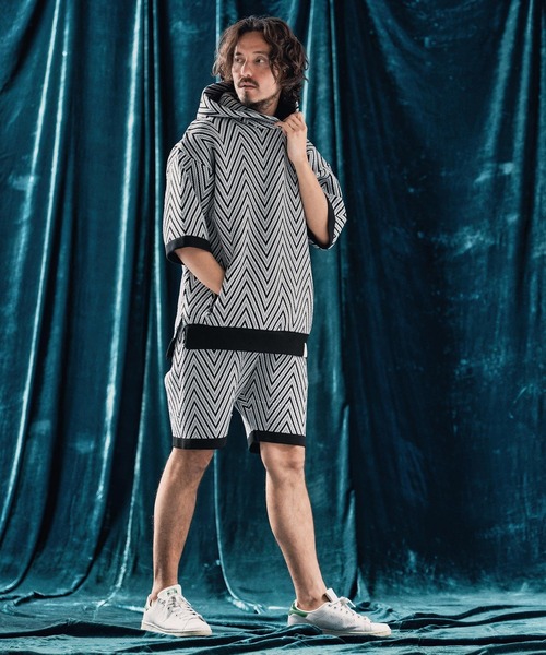 ANGENEHM（アンゲネーム）の「mp13342-Airy yarn wide herringbone shorts ニットショートパンツ（その他パンツ・メンズ・ホワイト/ブラック/ベージュ/チャコール・S/M/L）」の13枚目の写真