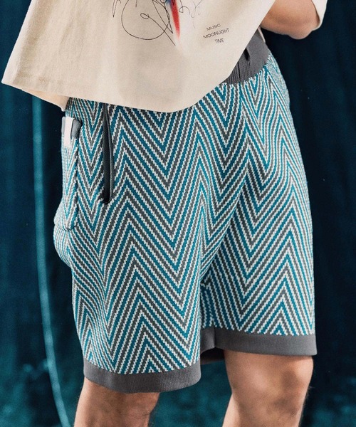 ANGENEHM（アンゲネーム）の「mp13342-Airy yarn wide herringbone shorts ニットショートパンツ（その他パンツ・メンズ・ホワイト/ブラック/ベージュ/チャコール・S/M/L）」の14枚目の写真
