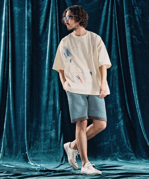 ANGENEHM（アンゲネーム）の「mp13342-Airy yarn wide herringbone shorts ニットショートパンツ（その他パンツ・メンズ・ホワイト/ブラック/ベージュ/チャコール・S/M/L）」の17枚目の写真