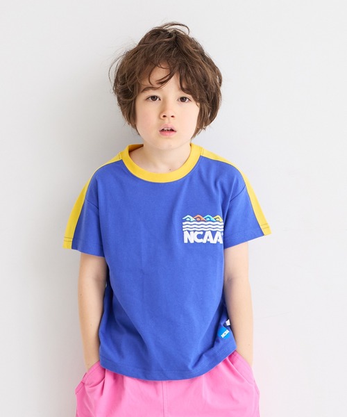 NCAA（エヌシーエーエー）の「【NCAA】別注ライン刺繍Tee/KIDS(80～120cm)（Tシャツ/カットソー・キッズ・ブルー/ブラック/レッド・110/100/90/80/120）」の2枚目の写真