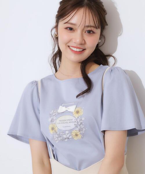 couture brooch(クチュールブローチ)の「【接触冷感・UVカット】パフュームプリントTシャツ(Tシャツ/カットソー・レディース・サックスブルー/オフホワイト/チャコールグレー/ピンク・36/42/40/38)」の3枚目の写真