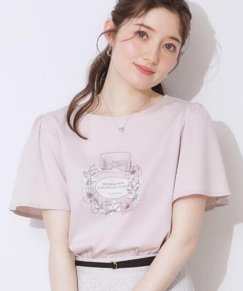 couture brooch(クチュールブローチ)の「【接触冷感・UVカット】パフュームプリントTシャツ(Tシャツ/カットソー・レディース・サックスブルー/オフホワイト/チャコールグレー/ピンク・36/42/40/38)」の4枚目の写真