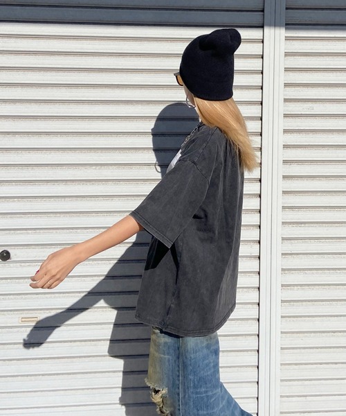 non-hedge(ノンヘッジ)の「転写プリントブリーチTシャツ(Tシャツ/カットソー・レディース・グレー/ブラック・FREE)」の10枚目の写真
